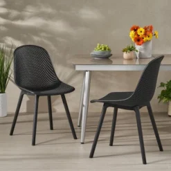 Posey 2pk Resin Modern Dining Chairs - Black - Christopher Knight Home -Christopher Knight Home GUEST 00ca0b0e 37f3 40e3 9baf ced726346ce5