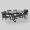 Isola 6pc Aluminum And Wicker Dining Set - Brown - Christopher Knight Home