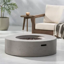 Aidan Outdoor 50000 BTU Light Weight Concrete Circular Fire Pit Light Gray - Christopher Knight Home -Christopher Knight Home GUEST 0209580e 3fad 4daa a6d2 ae4109c4c987