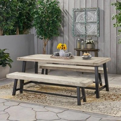 Carlisle 3pc Acacia Wood Picnic Dining Set - Christopher Knight Home 8 Carlisle 3pc Acacia Wood Picnic Dining Set - Christopher Knight Home - Image 8