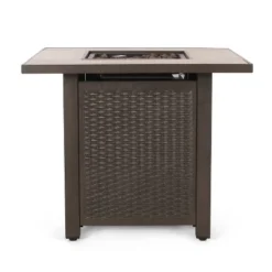 Baton Outdoor 40000 BTU Iron Square Fire Pit Dark Brown/Brown - Christopher Knight Home -Christopher Knight Home GUEST 03853b5f 8d4c 4352 aa3a 5778363f1b2d