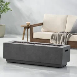 Wellington Outdoor 50000 BTU Rectangular Fire Pit With Concrete Finish - Christopher Knight Home -Christopher Knight Home GUEST 0881f0a7 0d7a 4c42 b01c 9f8bc795e405