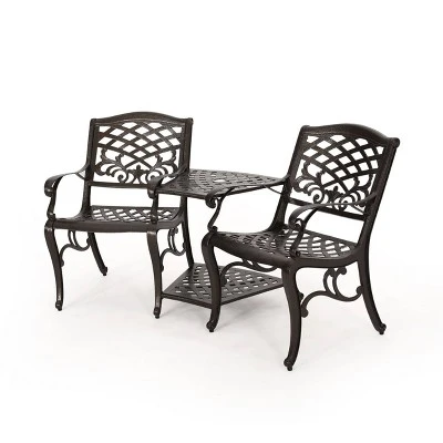 Sarasota Cast Aluminum Adjoining Patio Chair - Bronze - Christopher Knight Home 1 Sarasota Cast Aluminum Adjoining Patio Chair - Bronze - Christopher Knight Home