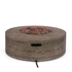 Senoia Outdoor Round Fire Pit With Tank Holder - Brown - Christopher Knight Home -Christopher Knight Home GUEST 09d42910 d112 40f9 9ad2 2b8f05c2c15c
