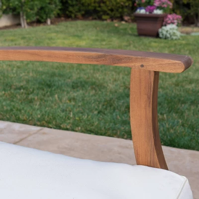 Perla 9pc Acacia Wood Patio Conversation Set - Teak/Cream - Christopher Knight Home 3 Perla 9pc Acacia Wood Patio Conversation Set - Teak/Cream - Christopher Knight Home - Image 3