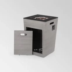 Langton Square 19.5" Light Weight Concrete Gas Fire Column Dark Gray - Christopher Knight Home -Christopher Knight Home GUEST 0cec6595 0002 4b7d bdd5 375bbca661ae