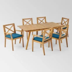 Mesa 7pc Acacia Wood Patio Dining Set - Christopher Knight Home