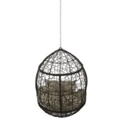 Castaic Indoor/Outdoor Wicker Hanging Chair With 8' Chain - Brown/Khaki - Christopher Knight Home -Christopher Knight Home GUEST 0e7270ae ca4c 40c3 8fe4 175ac9d4e4f3