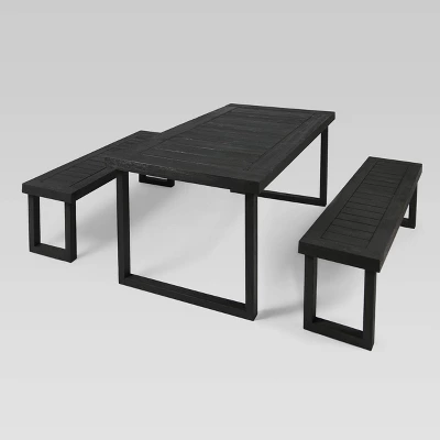 Nestor 3pc Acacia Wood Picnic Set - Dark Gray - Christopher Knight Home 1 Nestor 3pc Acacia Wood Picnic Set - Dark Gray - Christopher Knight Home