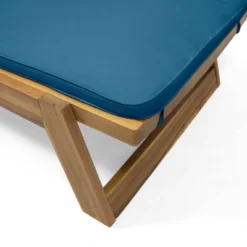 Kyoto 3pc Outdoor Acacia Wood Chaise Lounge Set With Cushions - Teak/Blue - Christopher Knight Home -Christopher Knight Home GUEST 0effdee0 0c57 43d4 be97 ca630ce93891