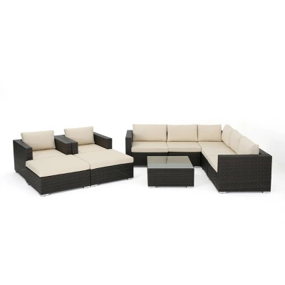 Santa Rosa 10pc Wicker Sectional Sofa - Christopher Knight Home 1 Santa Rosa 10pc Wicker Sectional Sofa - Christopher Knight Home