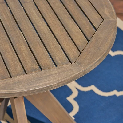 Casa 3pc Acacia X Leg Bistro Dining Set Gray/Cream - Christopher Knight Home 4 Casa 3pc Acacia X Leg Bistro Dining Set Gray/Cream - Christopher Knight Home - Image 4