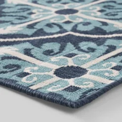 7'10" X 10' Morocco Trellis Outdoor Rug Navy/Blue - Christopher Knight Home