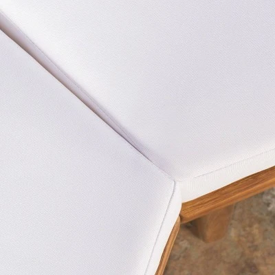 Hillcrest 4pc Acacia V-Shaped Outdoor Patio Sectional Sofa Set - Natural/White - Christopher Knight Home 2 Hillcrest 4pc Acacia V-Shaped Outdoor Patio Sectional Sofa Set - Natural/White - Christopher Knight Home - Image 2