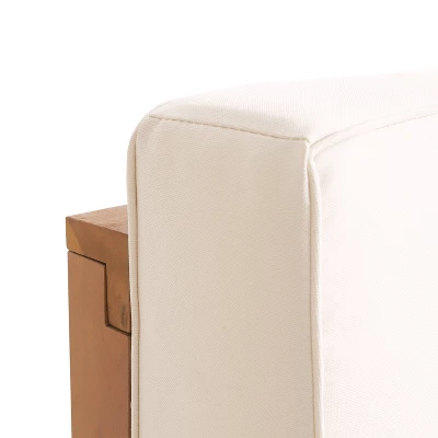 2pc Brava Outdoor Acacia Wood Right Arm Loveseat & Coffee Table With Cushion Teak/Beige - Christopher Knight Home 1 2pc Brava Outdoor Acacia Wood Right Arm Loveseat & Coffee Table With Cushion Teak/Beige - Christopher Knight Home