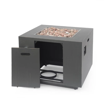 Wellington 33" Square Iron Gas Fire Pit - Brushed Brown - Christopher Knight Home 7 Wellington 33" Square Iron Gas Fire Pit - Brushed Brown - Christopher Knight Home - Image 7