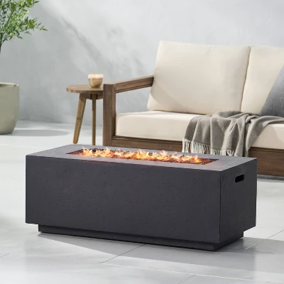 Aidan Outdoor 40000 BTU Light Weight Concrete Rectangular Fire Pit Dark Gray - Christopher Knight Home 1 Aidan Outdoor 40000 BTU Light Weight Concrete Rectangular Fire Pit Dark Gray - Christopher Knight Home