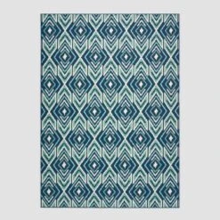 Myrtle Geometric Outdoor Rug Navy/Green - Christopher Knight Home -Christopher Knight Home GUEST 14f1f36b 8909 43d2 b3a0 b03f2c885f54