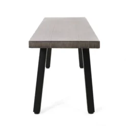 Pointe 3pc Outdoor Modern Industrial Aluminum Dining Set With Benches Gray/Matte Black - Christopher Knight Home -Christopher Knight Home GUEST 16a53f13 66dc 405c bea8 7e97bc1e4fc8