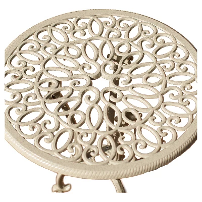 Anacapa 3pc Cast Aluminum Patio Bistro Set - Sand - Christopher Knight Home 3 Anacapa 3pc Cast Aluminum Patio Bistro Set - Sand - Christopher Knight Home - Image 3