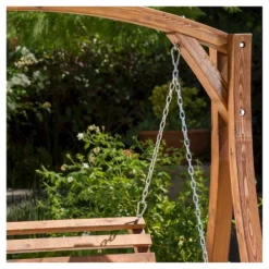 Tulip Larch Wood Patio Swinging Loveseat - Natural - Christopher Knight Home -Christopher Knight Home GUEST 192a1f22 ac66 4882 a000 0b11a9e165bc