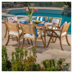 Hermosa 7pc Acacia Dining Set - Christopher Knight Home -Christopher Knight Home GUEST 1a475f01 ff7e 4040 a483 86ee13d9b0e6