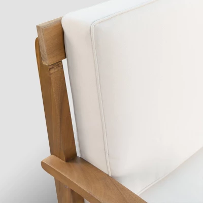 Peyton 2pc Acacia Wood Loveseat And Coffee Table Set - Teak/Beige - Christopher Knight Home 3 Peyton 2pc Acacia Wood Loveseat And Coffee Table Set - Teak/Beige - Christopher Knight Home - Image 3