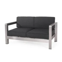 Aviara 2pc Aluminum Patio Loveseat & Coffee Table Set - Gray - Christopher Knight Home -Christopher Knight Home GUEST 1ae713d1 a1c4 4138 afd7 5d0d2832aac7 1