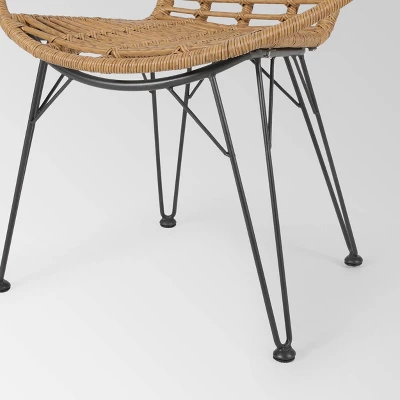 Perkins 3pc Wicker Modern Boho Chat Set - Light Brown - Christopher Knight Home 3 Perkins 3pc Wicker Modern Boho Chat Set - Light Brown - Christopher Knight Home - Image 3