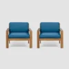 Santa Ana 2pk Acacia Wood Club Chairs Teak/Dark Teal - Christopher Knight Home