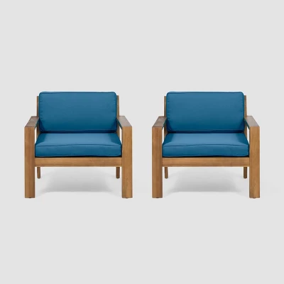 Santa Ana 2pk Acacia Wood Club Chairs Teak/Dark Teal - Christopher Knight Home 1 Santa Ana 2pk Acacia Wood Club Chairs Teak/Dark Teal - Christopher Knight Home