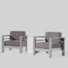 Cape Coral 3pc Aluminum Chat Set Khaki - Christopher Knight Home