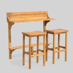 Caribbean 3pc Acacia Wood Patio Bar Set - Natural - Christopher Knight Home