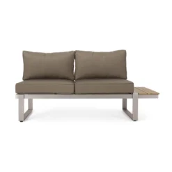 Sterling 4pc Outdoor Aluminum V Shaped 5 Seater Sofa With Cushions - Khaki/Natural - Christopher Knight Home -Christopher Knight Home GUEST 20466cb6 8642 468a b4f1 bfcc7d873aa6