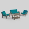 4pc Grenada Acacia Patio Chat Set With Sunbrella Cushions - Christopher Knight Home