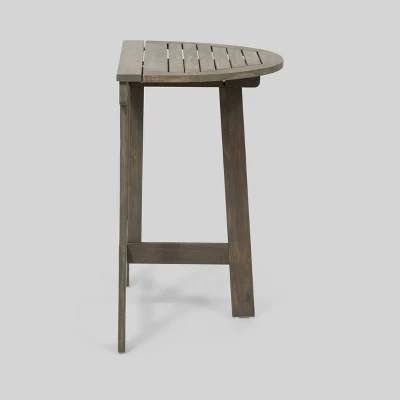 Westmount Half-Round Acacia Patio Bistro Table Gray - Christopher Knight Home 4 Westmount Half-Round Acacia Patio Bistro Table Gray - Christopher Knight Home - Image 4