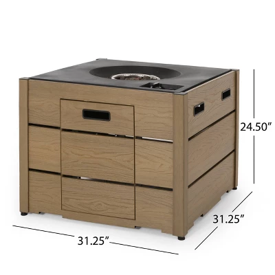 Archie Outdoor Square Fire Pit - Brown - Christopher Knight Home 11 Archie Outdoor Square Fire Pit - Brown - Christopher Knight Home - Image 11