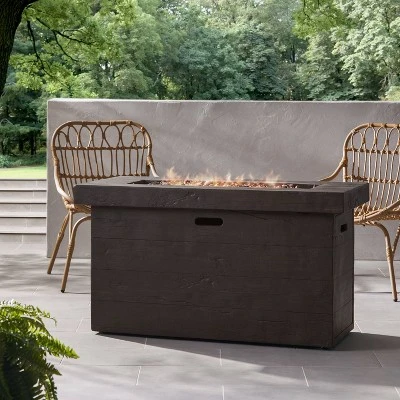 Custer Outdoor Rectangular Fire Pit - Brown - Christopher Knight Home 1 Custer Outdoor Rectangular Fire Pit - Brown - Christopher Knight Home