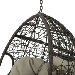 Kyle Indoor/Outdoor Hanging Basket Chair - Brown/Khaki - Christopher Knight Home -Christopher Knight Home GUEST 22559ec1 d4e9 4400 af16 736300be52bd
