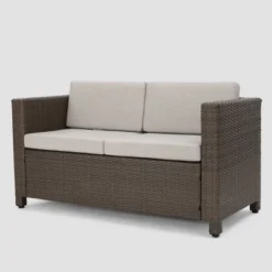 Puerta 5pc Wicker Sofa Chat Set - Brown/Ceramic Gray - Christopher Knight Home -Christopher Knight Home GUEST 23376b8e b05d 40e5 be9b 55fec233c039