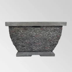 Mia Outdoor Wood Burning Lightweight Concrete Square Fire Pit - Gray - Christopher Knight Home -Christopher Knight Home GUEST 25abadc7 80d5 40fd 8f6a 606118897b17