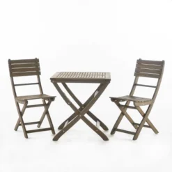 Positano 3pc Acacia Wood Foldable Bistro Set - Christopher Knight Home