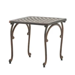 Mckinley Set Of 2 Cast Aluminum Patio End Tables - Copper - Christopher Knight Home