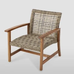 Hampton 4pk Wicker Mid-Century Club Chairs - Natural/Gray - Christopher Knight Home -Christopher Knight Home GUEST 27497f39 79fa 4d24 ae7b 1ee644c19fe2