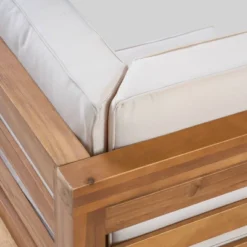 Oana 3pc Acacia Wood Patio Modular Sofa - Teak/Beige - Christopher Knight Home -Christopher Knight Home GUEST 27ee2a4d 5e23 4406 8ad9 ffb4c0b73082