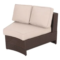 Madras Tortuga 8pc Wicker 1/2 Round Seating Set With Ice Bucket Ottoman - Brown/Beige - Christopher Knight Home -Christopher Knight Home GUEST 280f37ad e886 43e7 9841 20815c505486