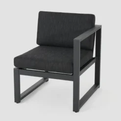 Navan 6pc Aluminum Sofa Set - Black/Dark Gray - Christopher Knight Home -Christopher Knight Home GUEST 2922a5b3 886d 4c68 8a28 a8e203b2ac0e