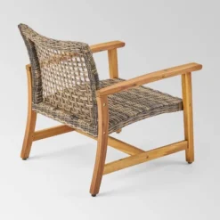 Breakwater 5pc Wood & Wicker Patio Chat Set With Fire Pit - Natural/Gray/Brown - Christopher Knight Home -Christopher Knight Home GUEST 2a451d78 9254 458b 9507 f8dd4ae84387