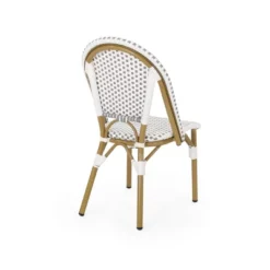 Elize 2pk Outdoor French Bistro Chairs - Gray/White/Bamboo - Christopher Knight Home -Christopher Knight Home GUEST 2ab45eb3 d5f8 4956 b59c 20f550620907
