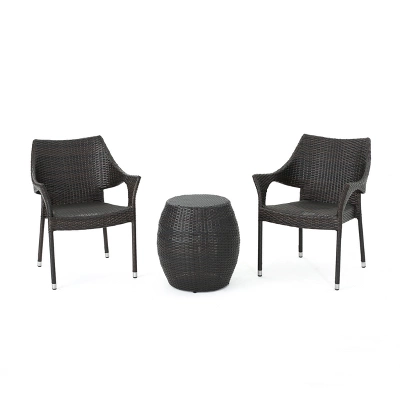 Pierce 3pc Wicker Chat Set - Multibrown - Christopher Knight Home 1 Pierce 3pc Wicker Chat Set - Multibrown - Christopher Knight Home